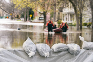 sandbags and flooding in NC after hurricane florence